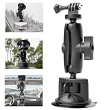 UNSTINCER Saugnapf Auto Halterung für Handy und Action Kamera, KFZ Suction Cup Mount für Windschutzscheibe Fenster Kompatibel mit GoPro Insta360 Akaso DJI Osmo usw, mit Dual 360° Drehbare Kugelkopf