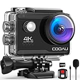 COOAU Action Cam HD 4K 20MP WiFi mit 64GB-Karte Externes Mikrofon Unterwasserkamera 40M mit Fernbedienung Actioncam Wasserdicht 170° Weitwinkel Time Lapse/2 Batterien 1200mAh/Zubehör