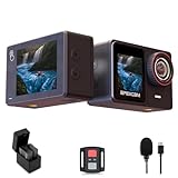 Apexcam X80Pro Doppelbildschirme Action Cam 4K60FPS 48MP Ultra HD WiFi Sportskamera Unterwasserkamera 40m Wasserdicht 170 ° Weitwinkel 2.4G Fernbedienung 2x1350mAh Akkus