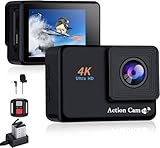 Xilecam Action Cam 4k 16Mp WiFi Helmkamera 2,4G Fernbedienung Unterwasser 40m wasserdichte Kamera Externes Mikrofon 2x1350mAh Akku und Montagezubehör (L200)