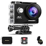 Apexcam 4K Action cam 20MP WiFi Sports Kamera Ultra HD Unterwasserkamera 40m 170 ° Weitwinkel 2.4G Fernbedienung Zeitraffer 2x1050mAh Akkus 2.0-inch LCD Bildschirm und andere