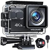 WOLFANG GA100 Action Cam 4K 20MP Unterwasserkamera WiFi 40M wasserdichte EIS Bildstabilisator Helmkamera 170°Weitwinkel Camcorder (Externem Mikrofon, 2.4G Fernbedienung, 2 Akkus und Zubehör Kit)