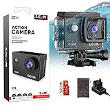 SJCAM SJ4000 Action Cam 4K30fps WiFi Kamera,40MP Ultra HD 170°FOV mit EIS Bildstabilisierung,Unterwasserkamera 30m/98ft Wasserdicht Kamera mit 2 Akkus, 32G SD Karte und Helmhalterung Zubehör Kits