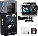 AKASO Action Cam 4K 20MP WiFi 40M Unterwasserkamera Ultra HD Touchscreen 170 ° Einstellbar Weitwinkel, EIS Stabilisierung, 5X Zoom, 2.4G Fernbedienung und 2 Akkus 1350mAh- Brave 4 Pro (Grau)