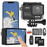 SJCAM SJ8Pro Action Cam 4K 60fps, 2.33'' Touchscreen Action Kamera 170° FOV 8X Zoom Sechs-Achsen EIS, Unterwasser 40M wasserdichte Helmkamera mit 32G SD Karte und Kits