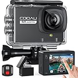 COOAU Neue Action Cam 4K WiFi 24MP Touchscreen mit externem Mikrofon 40M Unterwasserkamera mit EIS-Fernbedienung 170° Action-Kamera-Stabilisierung 2 1350-mAh-Batterien/Zubehör