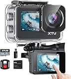 XTU Action Cam 4K30FPS 20MP Ultra HD 2,0 Zoll LCD Touchscreen 40M Unterwasserkamera mit 64GB U3 Speicherkarte,EIS Stabilisierung Action Kamera, 170° Weitwinkel, Fernbedienung und Zubehörkit